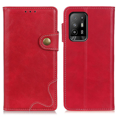 Leather Case Stands Flip Cover Holder D01Y for Oppo A94 5G Red