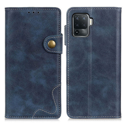 Leather Case Stands Flip Cover Holder D01Y for Oppo F19 Pro Blue