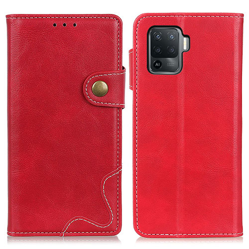 Leather Case Stands Flip Cover Holder D01Y for Oppo Reno5 Lite Red