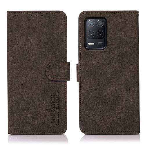 Leather Case Stands Flip Cover Holder D01Y for Realme 8 5G Brown