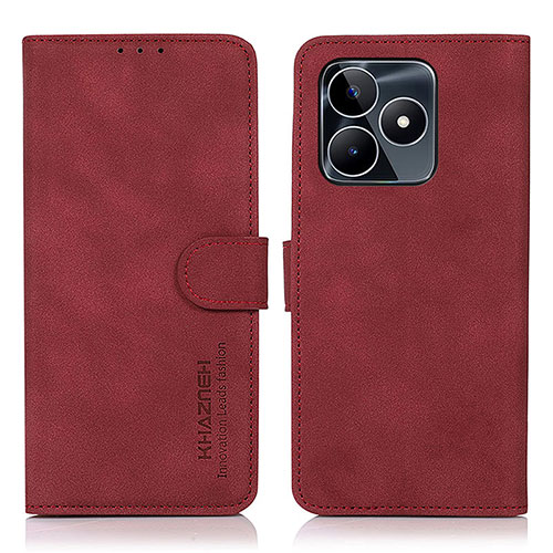 Leather Case Stands Flip Cover Holder D01Y for Realme C51 Red