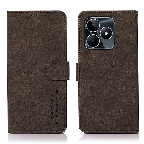 Leather Case Stands Flip Cover Holder D01Y for Realme C53 India Brown