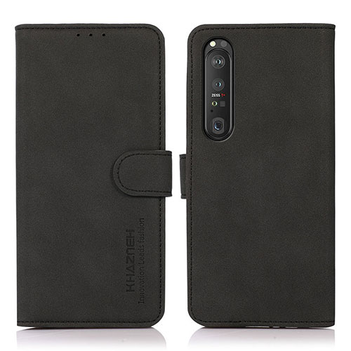 Leather Case Stands Flip Cover Holder D01Y for Sony Xperia 1 III Black