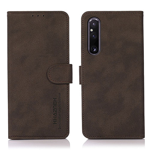 Leather Case Stands Flip Cover Holder D01Y for Sony Xperia 1 V Brown