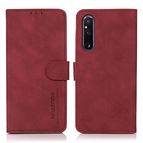 Leather Case Stands Flip Cover Holder D01Y for Sony Xperia 1 V Red