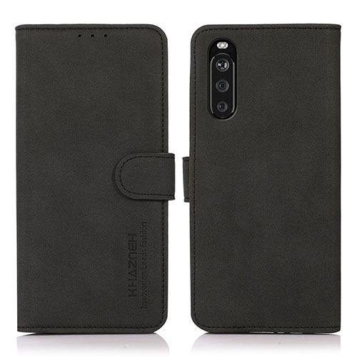 Leather Case Stands Flip Cover Holder D01Y for Sony Xperia 10 III Black