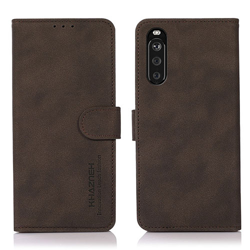 Leather Case Stands Flip Cover Holder D01Y for Sony Xperia 10 III Brown