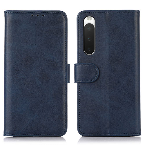 Leather Case Stands Flip Cover Holder D01Y for Sony Xperia 10 IV SO-52C Blue