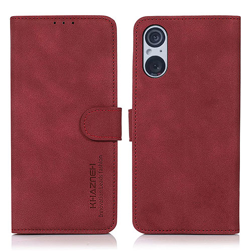 Leather Case Stands Flip Cover Holder D01Y for Sony Xperia 5 V Red