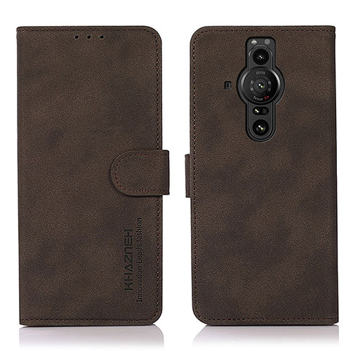 Leather Case Stands Flip Cover Holder D01Y for Sony Xperia PRO-I Brown