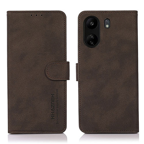 Leather Case Stands Flip Cover Holder D01Y for Xiaomi Poco C65 Brown