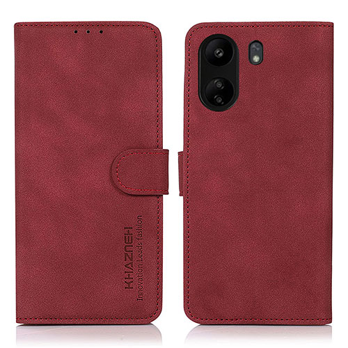 Leather Case Stands Flip Cover Holder D01Y for Xiaomi Poco C65 Red