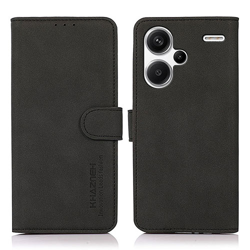 Leather Case Stands Flip Cover Holder D01Y for Xiaomi Redmi Note 13 Pro+ Plus 5G Black