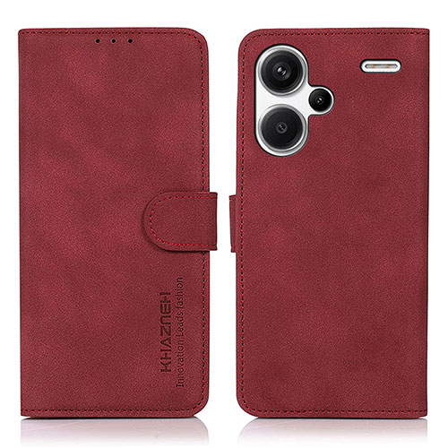 Leather Case Stands Flip Cover Holder D01Y for Xiaomi Redmi Note 13 Pro+ Plus 5G Red