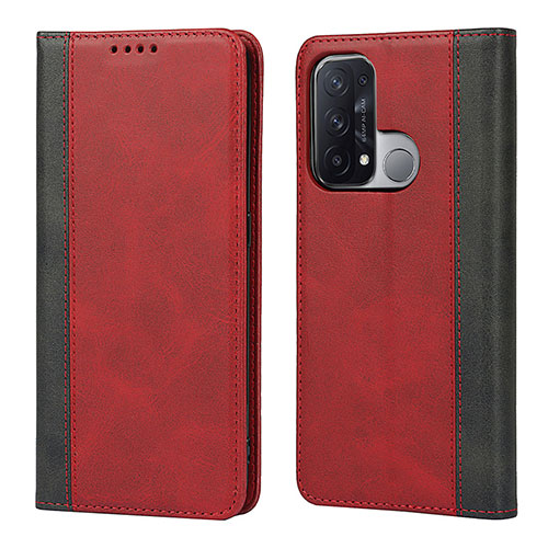 Leather Case Stands Flip Cover Holder D02T for Oppo Reno5 A Red