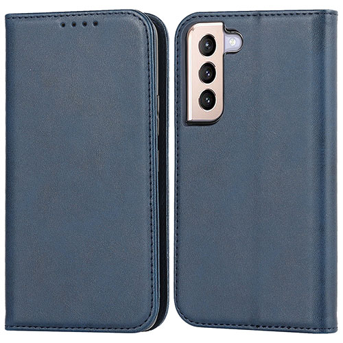 Leather Case Stands Flip Cover Holder D03T for Samsung Galaxy S21 5G Blue