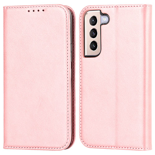 Leather Case Stands Flip Cover Holder D03T for Samsung Galaxy S21 FE 5G Pink