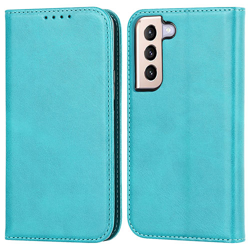 Leather Case Stands Flip Cover Holder D03T for Samsung Galaxy S23 5G Sky Blue