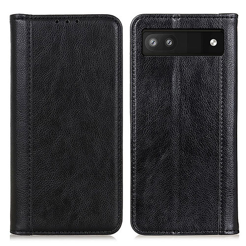 Leather Case Stands Flip Cover Holder D03Y for Google Pixel 7a 5G Black