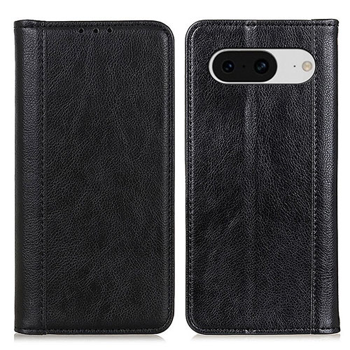 Leather Case Stands Flip Cover Holder D03Y for Google Pixel 8 5G Black