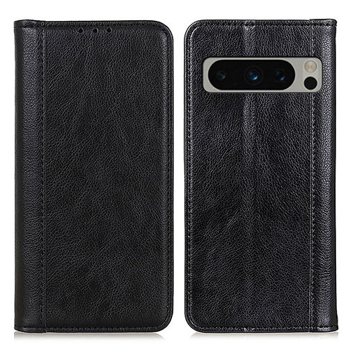 Leather Case Stands Flip Cover Holder D03Y for Google Pixel 8 Pro 5G Black