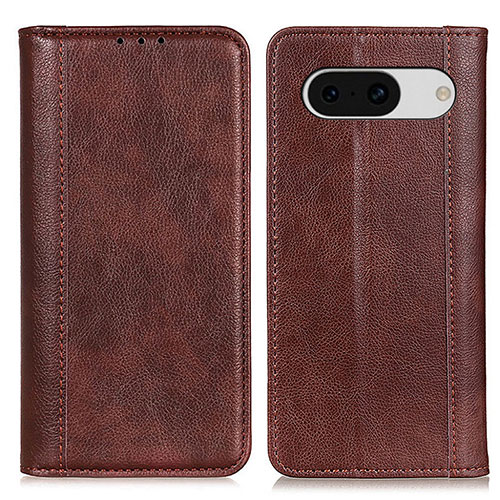 Leather Case Stands Flip Cover Holder D03Y for Google Pixel 8a 5G Brown