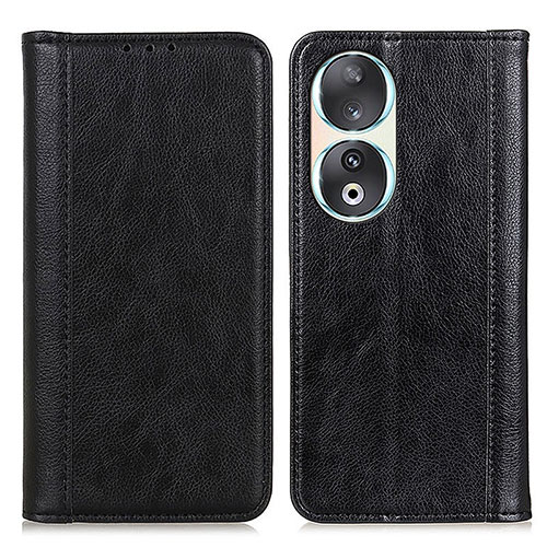 Leather Case Stands Flip Cover Holder D03Y for Huawei Honor 90 5G Black