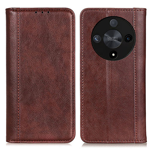 Leather Case Stands Flip Cover Holder D03Y for Huawei Honor Magic6 Lite 5G Brown