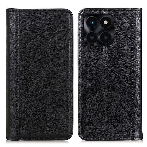 Leather Case Stands Flip Cover Holder D03Y for Huawei Honor X8b Black