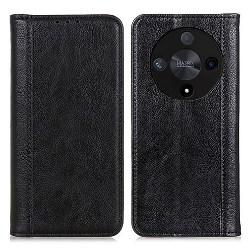 Leather Case Stands Flip Cover Holder D03Y for Huawei Honor X9b 5G Black