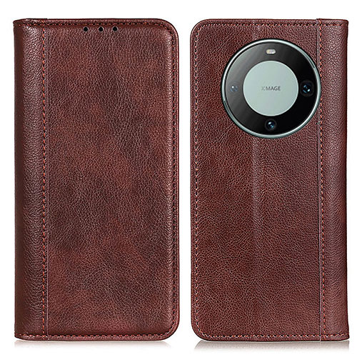 Leather Case Stands Flip Cover Holder D03Y for Huawei Mate 60 Brown