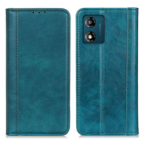 Leather Case Stands Flip Cover Holder D03Y for Motorola Moto E13 Green