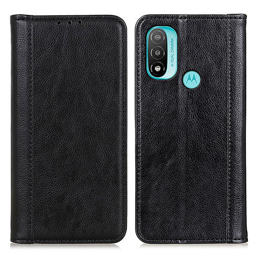 Leather Case Stands Flip Cover Holder D03Y for Motorola Moto E40 Black