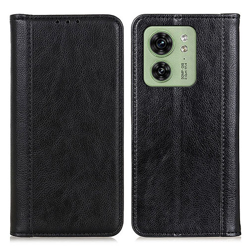 Leather Case Stands Flip Cover Holder D03Y for Motorola Moto Edge (2023) 5G Black