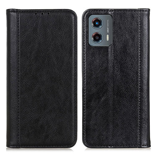 Leather Case Stands Flip Cover Holder D03Y for Motorola Moto G 5G (2023) Black