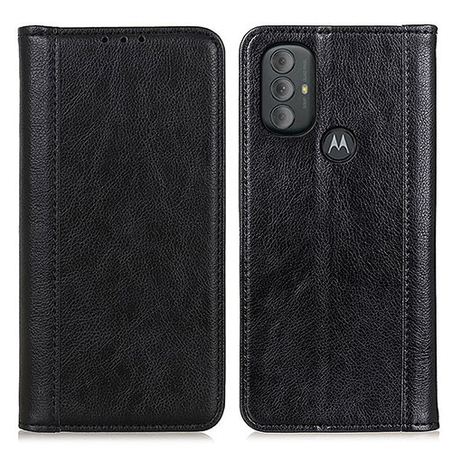 Leather Case Stands Flip Cover Holder D03Y for Motorola Moto G Play (2023) Black