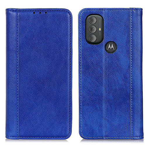 Leather Case Stands Flip Cover Holder D03Y for Motorola Moto G Play (2023) Blue