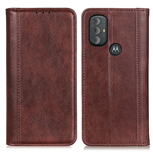 Leather Case Stands Flip Cover Holder D03Y for Motorola Moto G Play (2023) Brown