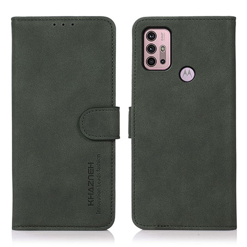 Leather Case Stands Flip Cover Holder D03Y for Motorola Moto G10 Green