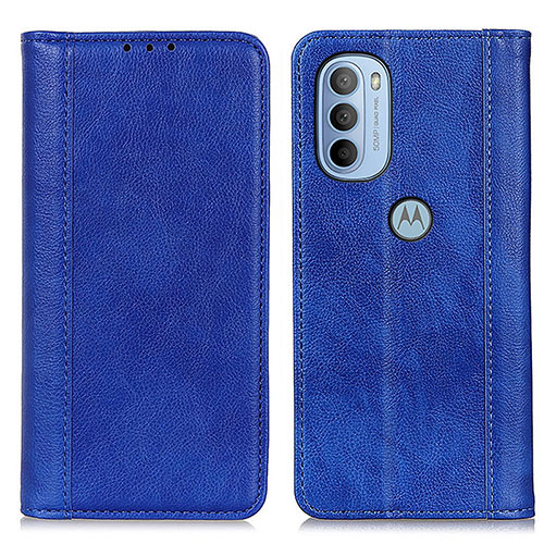 Leather Case Stands Flip Cover Holder D03Y for Motorola Moto G31 Blue