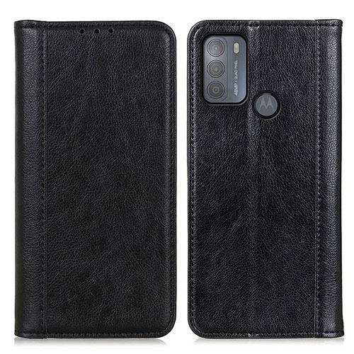 Leather Case Stands Flip Cover Holder D03Y for Motorola Moto G50 Black