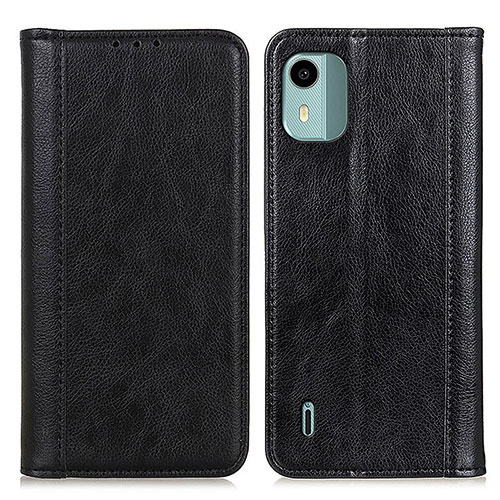 Leather Case Stands Flip Cover Holder D03Y for Nokia C12 Plus Black