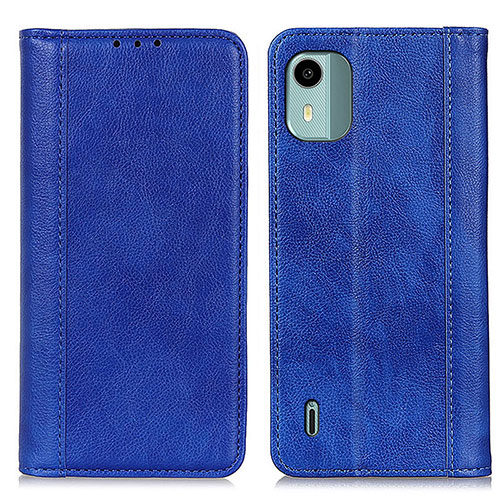 Leather Case Stands Flip Cover Holder D03Y for Nokia C12 Pro Blue