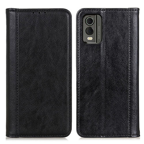 Leather Case Stands Flip Cover Holder D03Y for Nokia C210 Black