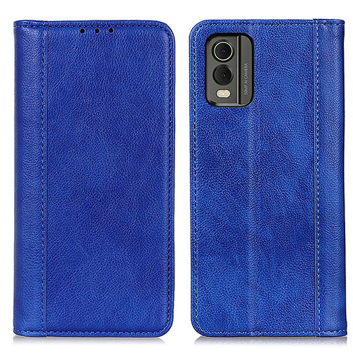 Leather Case Stands Flip Cover Holder D03Y for Nokia C210 Blue