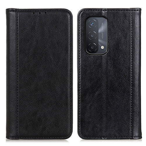 Leather Case Stands Flip Cover Holder D03Y for Oppo A54 5G Black