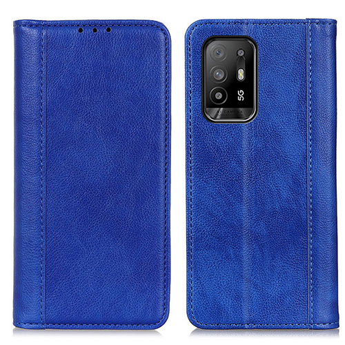 Leather Case Stands Flip Cover Holder D03Y for Oppo A94 5G Blue