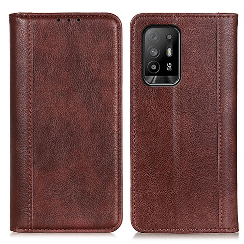 Leather Case Stands Flip Cover Holder D03Y for Oppo A94 5G Brown