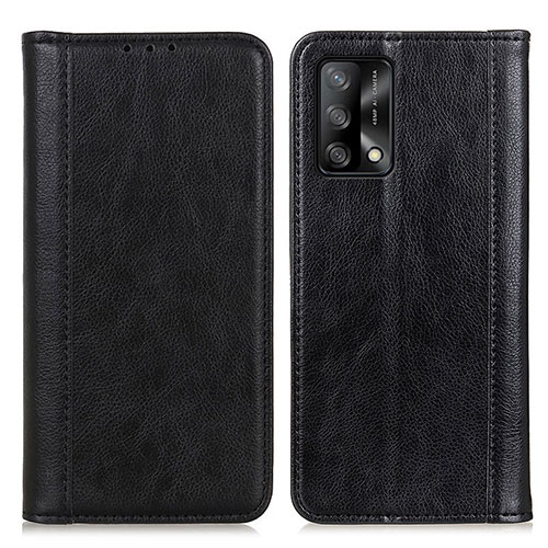 Leather Case Stands Flip Cover Holder D03Y for Oppo F19 Black