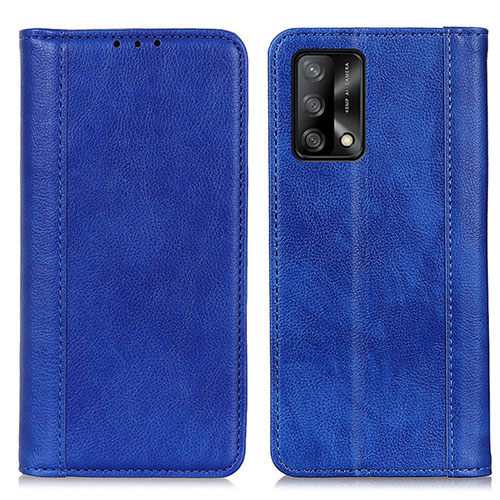 Leather Case Stands Flip Cover Holder D03Y for Oppo F19 Blue
